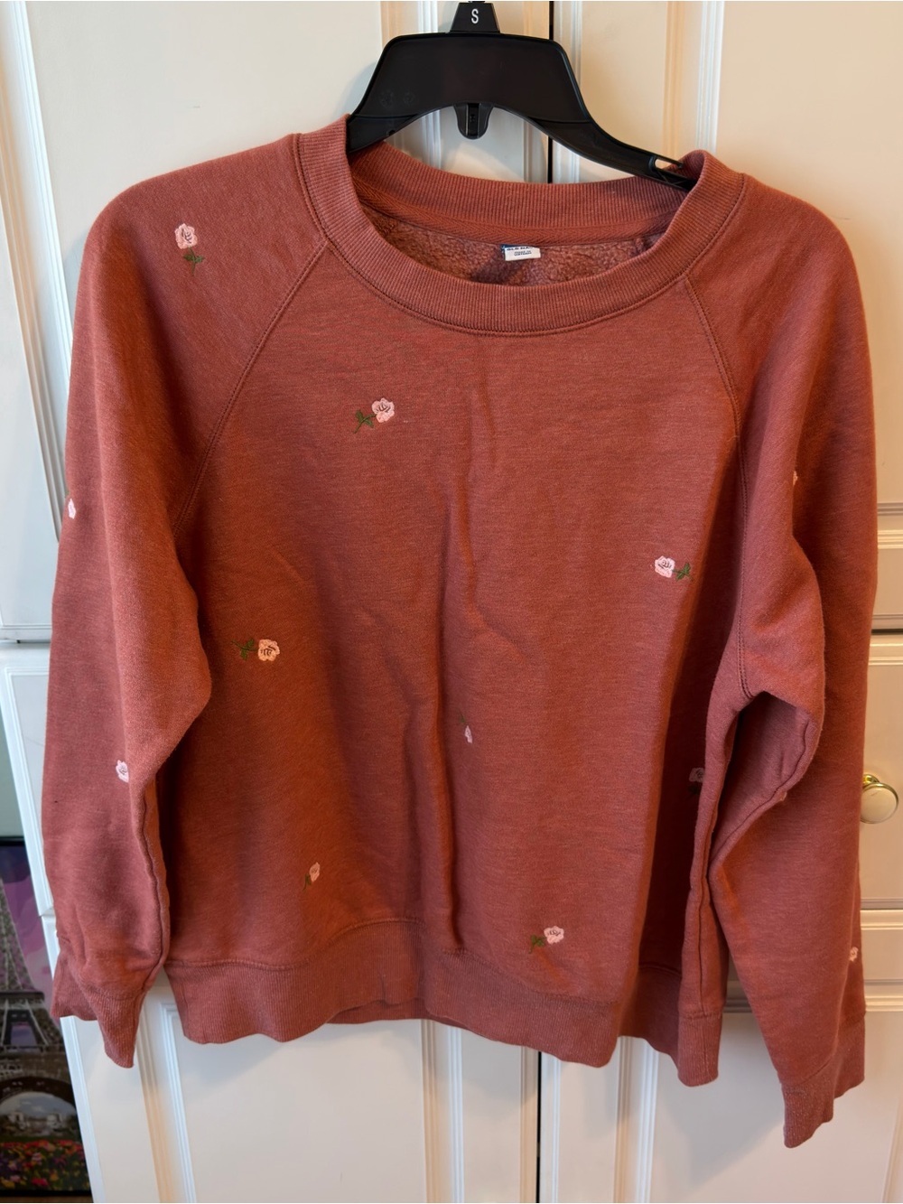 Old Navy Dusty Rose Crewneck Sweatshirt with Rose Embroidery
